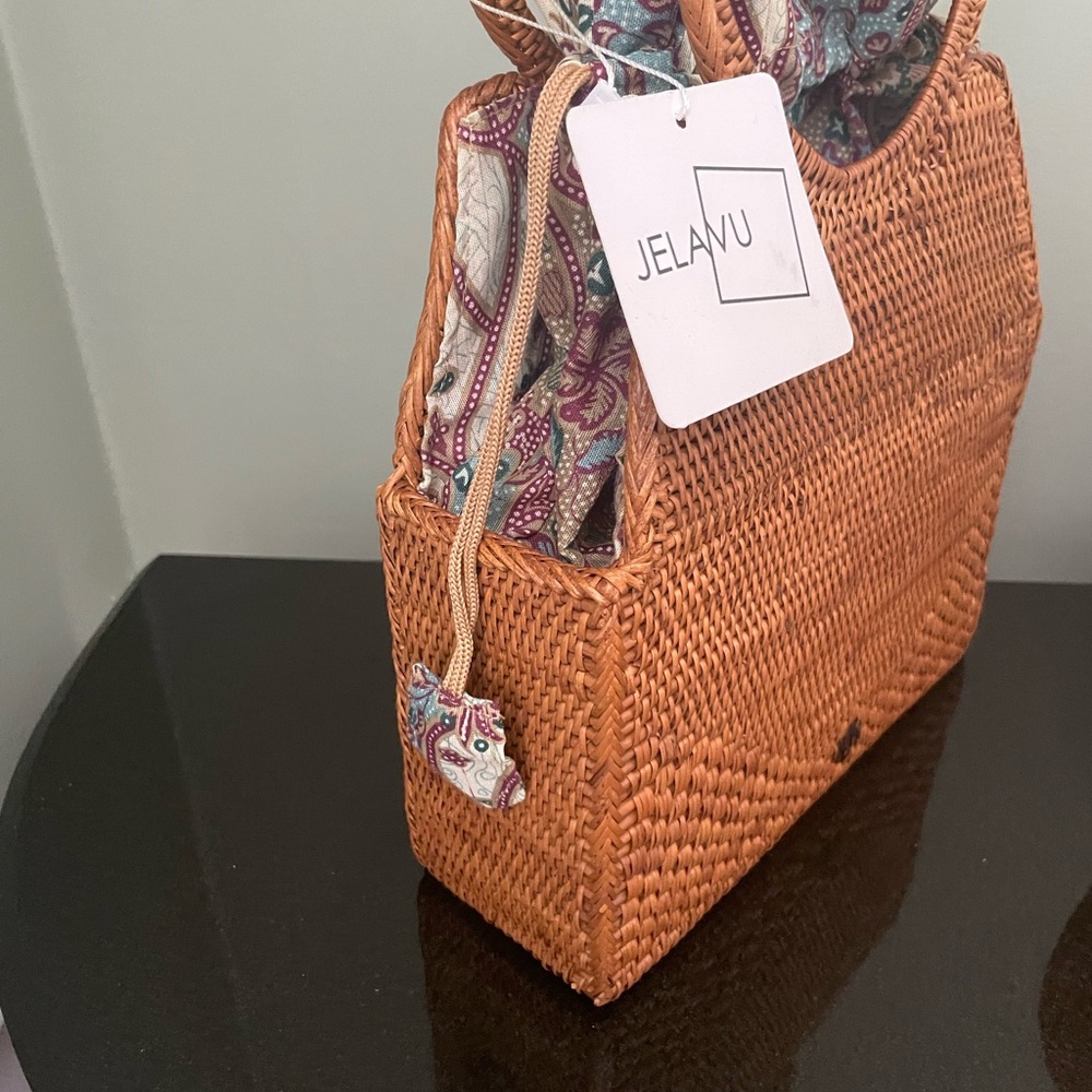 Tan Woven Tote Bag